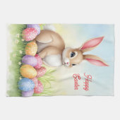 Popular Cute Easter Bunny And Eggs Collection キッチンタオル (横)