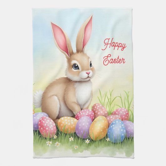 Popular Cute Easter Bunny And Eggs Collection キッチンタオル (縦)