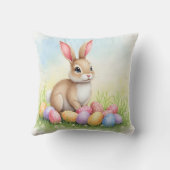 Popular Cute Easter Bunny And Eggs Collection クッション (裏面)