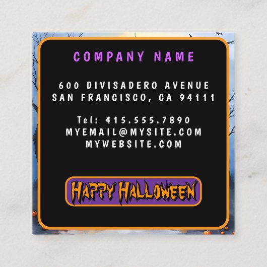 Popular Halloween Spooky Cute Collection スクエア名刺 (裏面)