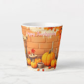 Popular Happy Thanksgiving Beautiful Fall カフェラテマグ (正面)