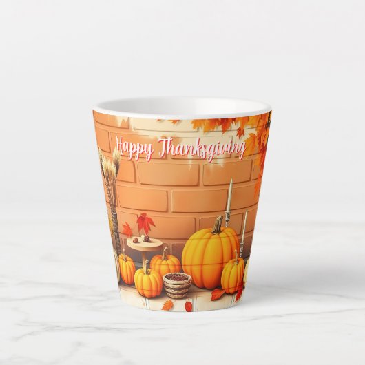 Popular Happy Thanksgiving Beautiful Fall カフェラテマグ (正面)