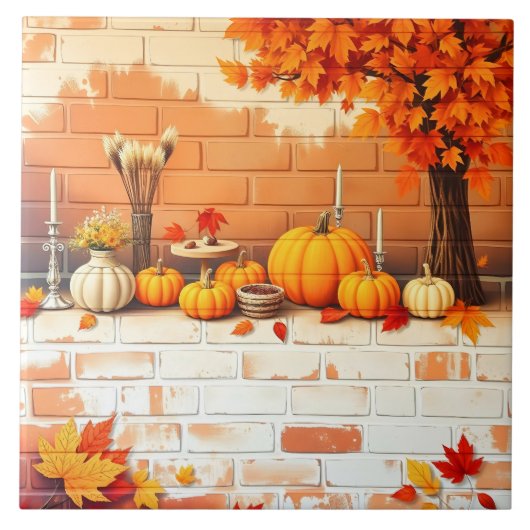 Popular Happy Thanksgiving Beautiful Fall タイル (正面)