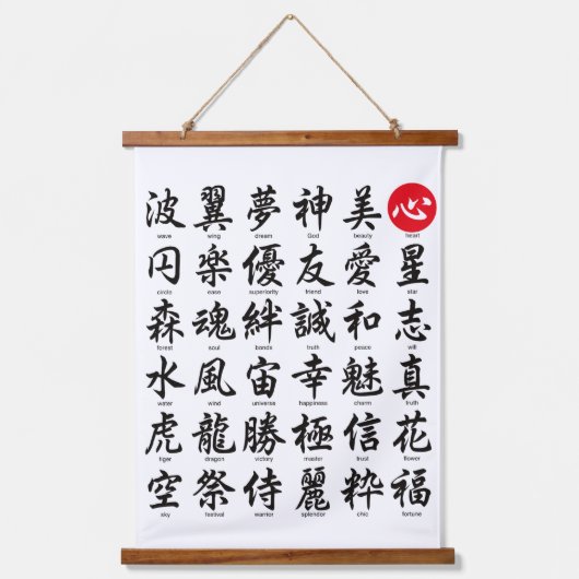 Popular Japanese Kanji 吊り下げ型タペストリー (正面)
