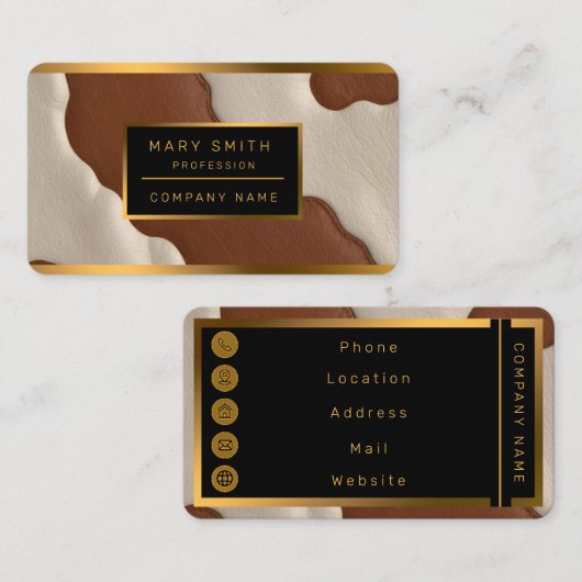 Popular Luxury Elegant Faux Cow Leather Collection 名刺 (正面/裏面)