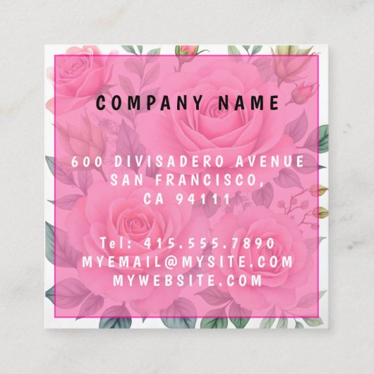 Popular Luxury Pink Roses Beautiful Collection スクエア名刺 (裏面)