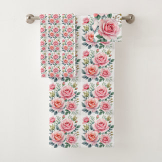 Popular Luxury Pink Roses Beautiful Collection バスタオルセット
