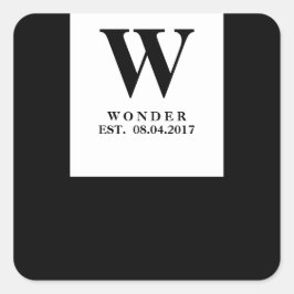Popular Monogram black minimalist Wedding  スクエアシール