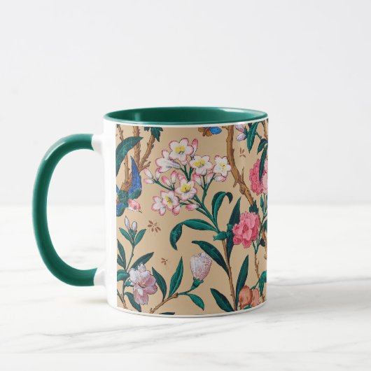Popular pattern-birds, butterflies, bees... マグカップ (左)