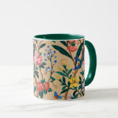 Popular pattern-birds, butterflies, bees... マグカップ (正面右)
