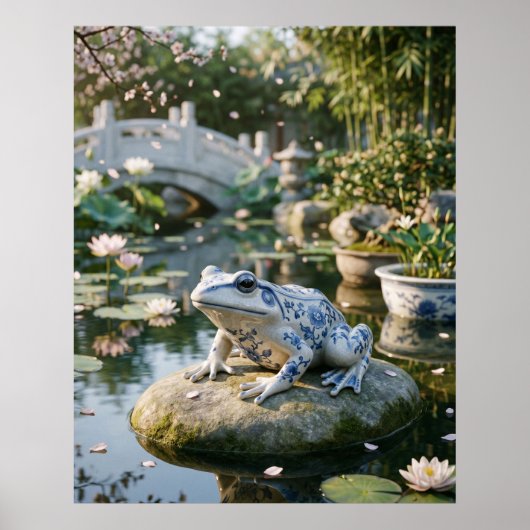 Porcelain Frog Lotus Garden ポスター (正面)