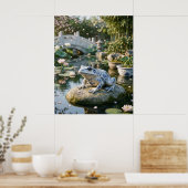 Porcelain Frog Lotus Garden ポスター (キッチン)