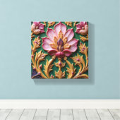 Porcelain Pink Lotus キャンバスプリント (インサイチュ (ウッドフロア))