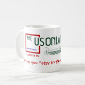 PorcelanのマグのUsonianのインのロゴのクラシック コーヒーマグカップ (正面左)