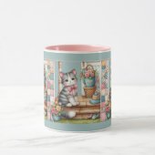Porch Kitty Floral Patchwork Scene マグカップ (中央)