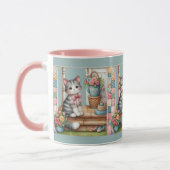 Porch Kitty Floral Patchwork Scene マグカップ (左)