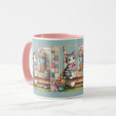 Porch Kitty Floral Patchwork Scene マグカップ (正面左)