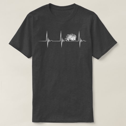 Porcupine Heartbeat EKG Pulse Quill Pig Nature Ani Tシャツ (デザイン正面)