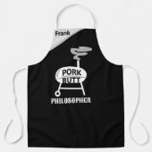 "Pork Butt Philosopher" Apron - BBQ Wisdom エプロン (正面)