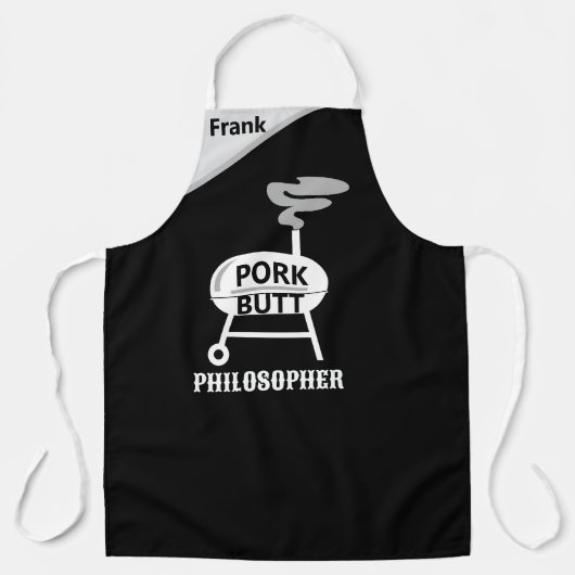 "Pork Butt Philosopher" Apron - BBQ Wisdom エプロン (正面)