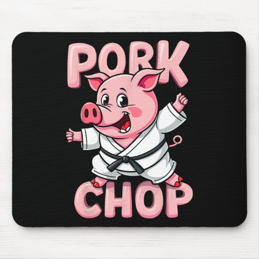 Pork Chop Funny Karate Pig Martial マウスパッド (正面)