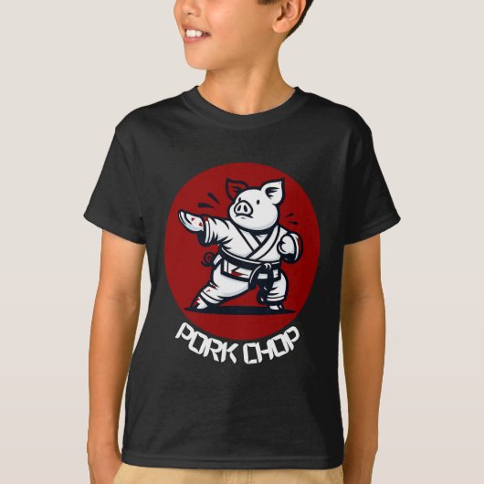 Pork Chop Karate Pig Funny Pun Martial Arts  Tシャツ (正面)