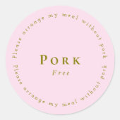 Pork-Free Request Sticker, Light pink ラウンドシール (正面)