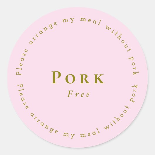 Pork-Free Request Sticker, Light pink ラウンドシール (正面)
