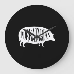 PorkatarianのヴィンテージBBQのブタ ラージ壁時計