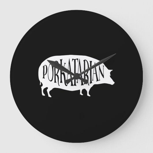 PorkatarianのヴィンテージBBQのブタ ラージ壁時計 (正面)