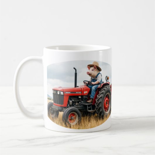 porker on a tractor mug コーヒーマグカップ (左)