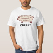 Porkologistのポーク肉は図表の図表のワイシャツを切ります Tシャツ (正面)