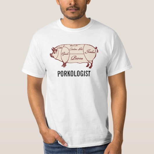 Porkologistのポーク肉は図表の図表のワイシャツを切ります Tシャツ (正面)