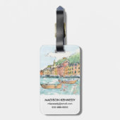 Porofino港のイラストレーション ラゲッジタグ (裏面縦)