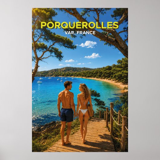 Porquerolles, France – Vintage Travel Poster ポスター (正面)
