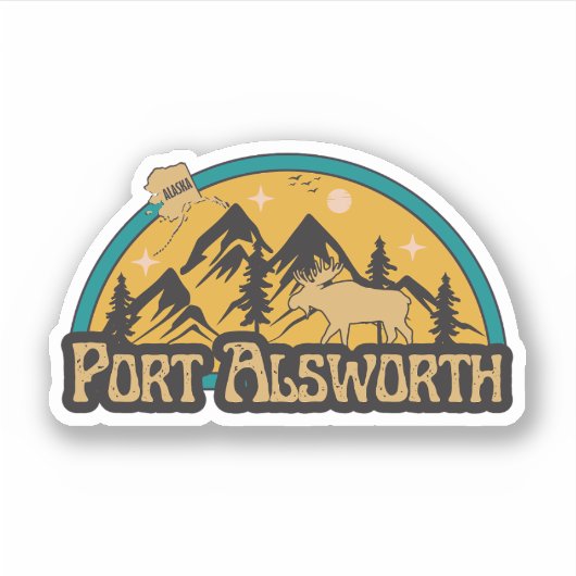 Port Alsworth、アラスカ・ステッカー シール (正面)