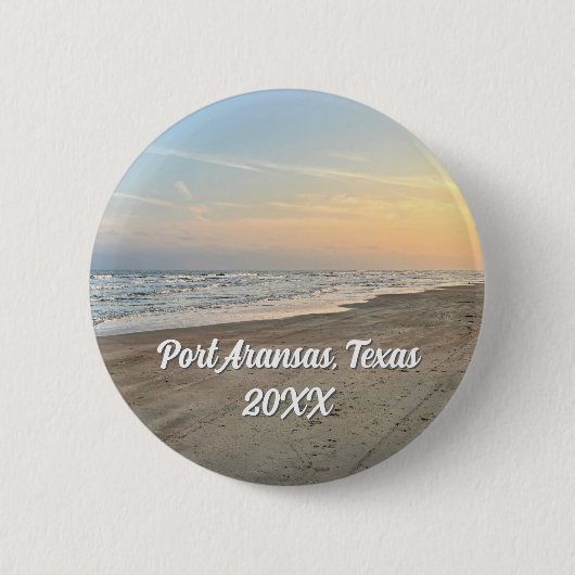 Port Aransas Beach Sunset Texas Photography 缶バッジ (正面)