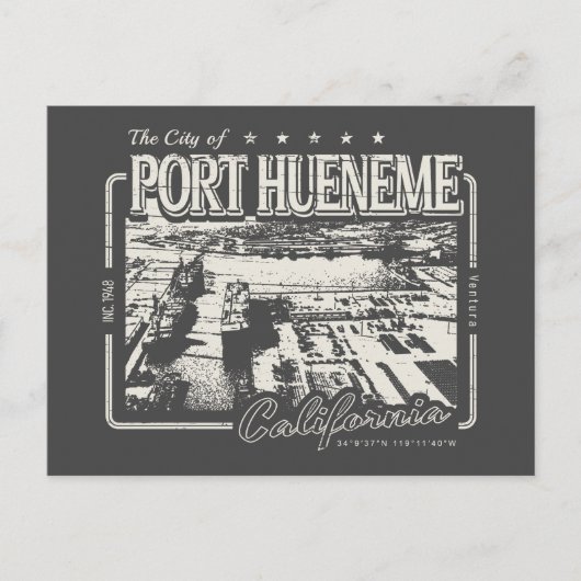 PORT HUENEME CALIFORNIAヴィンテージ – 海軍基地 ポストカード (正面)