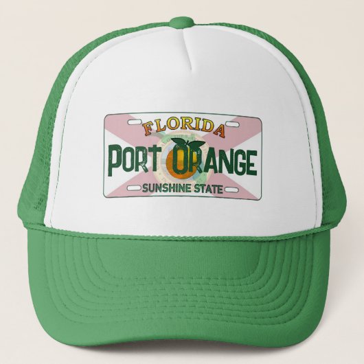 Port Orange Florida flag license plate hat キャップ (正面)