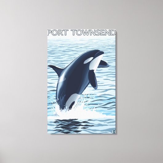 Port Townsend、WashingtonOrca Jumping キャンバスプリント (正面)