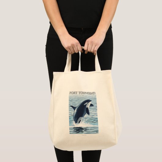 Port Townsend、WashingtonOrca Jumping トートバッグ (正面(商品))