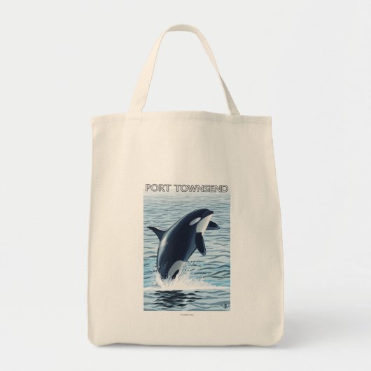 Port Townsend、WashingtonOrca Jumping トートバッグ (正面)
