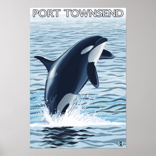 Port Townsend、WashingtonOrca Jumping ポスター (正面)