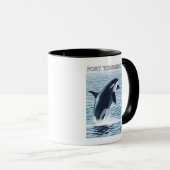 Port Townsend、WashingtonOrca Jumping マグカップ (正面右)