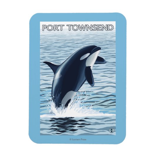 Port Townsend、WashingtonOrca Jumping マグネット (縦)