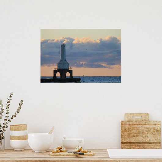 Port Washington, Wi. Lighthouse ポスター (キッチン)