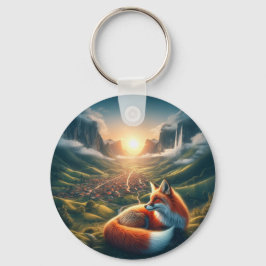 Porta-chaves, raposa vermelha de dia e de noite キーホルダー
