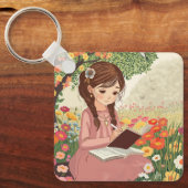 Porta-chaves Uma jovem de cabelos trançados キーホルダー (正面)