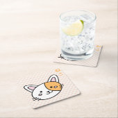 Porta copos gatinho laranja スクエアペーパーコースター (インサイチュ)