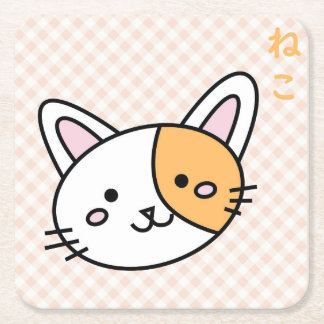 Porta copos gatinho laranja スクエアペーパーコースター
